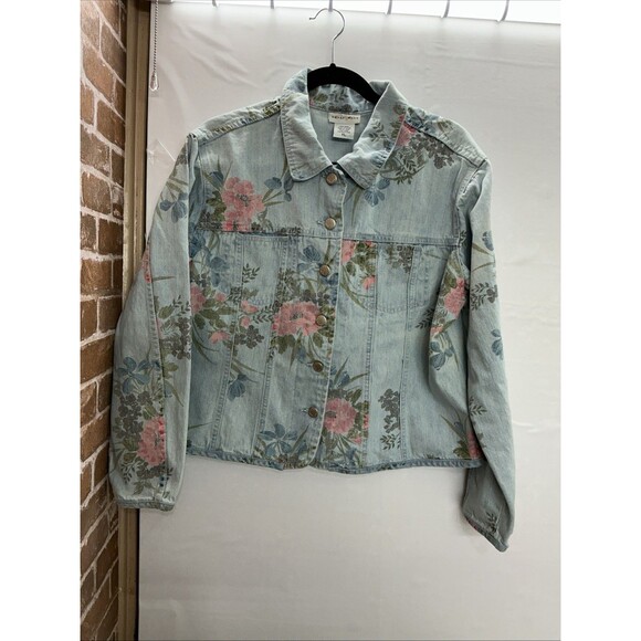 Jackets & Blazers - Graff Wear Vintage Floral Denim Jacket Size XL Women's